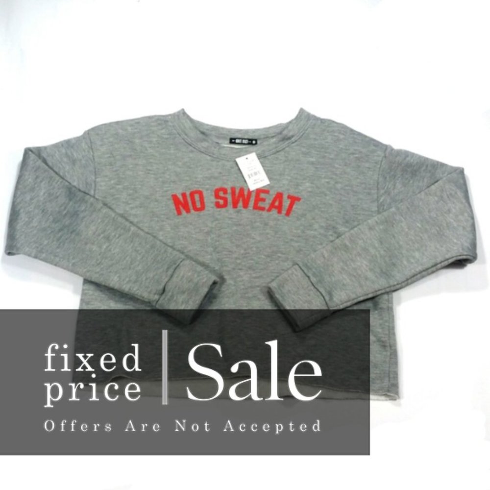 Knit Riot No Sweat Cropped Gray Sweatshirt M W204 - Picture 7 of 7